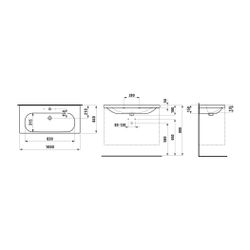Laufen Waschtisch LUA 460x1000x180mm, Weiß LCC, 1 Hahnloch, links/rechts, mit Üb... LAUFEN-H8100894001071 7612738985493 (Abb. 1)