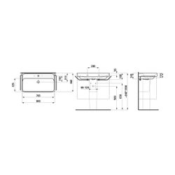 Laufen Waschtisch MEDA 460x800x160mm, Weiß, 1 Hahnloch, mit Überlauf... LAUFEN-H8101170001041 7612738062439 (Abb. 1)