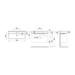 Laufen Waschtisch VAL 420x950x155mm, Active Weiß LCC, 1 Hahnloch, links/rechts, ... LAUFEN-H810287A001071 7612738085872 (Abb. 1)