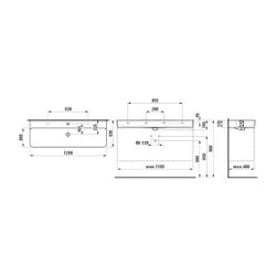 Laufen Waschtisch VAL 420x1200x155mm, Active Weiß LCC, 1 Hahnloch, links/rechts,... LAUFEN-H810289A001151 7612738085995 (Abb. 1)