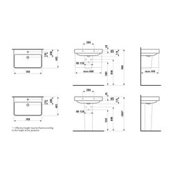 Laufen Waschtisch Laufen Pro S 465x700x175mm, Weiß, ohne Hahnloch, mit Überlauf... LAUFEN-H8109670001091 7612738286361 (Abb. 1)
