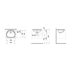 Laufen Einbauwaschtisch von unten BIJOU 455x520x215mm, Weiß, 1 Hahnloch, mit Übe... LAUFEN-H8112300000001 4014804012806 (Abb. 1)