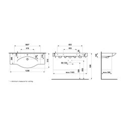 Laufen Waschtisch Palace 510x1200x165mm, Weiß, 3 Hahnlöcher mit Überlauf Ablage ... LAUFEN-H8117040001081 4014804753754 (Abb. 1)