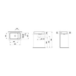 Laufen Waschtisch-Schale MEDA 350x600x150mm, Mattgraphit, asym., 1 Hahnloch link... LAUFEN-H8121137581131 7612738096533 (Abb. 1)