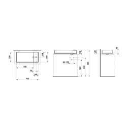 Laufen Waschtisch-Schale Kartell 350x750x150mm, Mattweiß, 3 Hahnlöcher, ohne Übe... LAUFEN-H8123327571581 7612738287580 (Abb. 1)