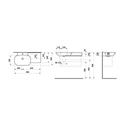 Laufen Waschtisch INO 450x900x145mm, Weiß LCC, ohne Hahnloch, mit Überlauf Ablag... LAUFEN-H8133024001091 7612738343071 (Abb. 1)