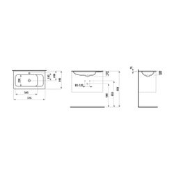 Laufen Möbelwaschtisch Slim, MEDA, 445x775x130mm, Mattweiß, aus Marbond, Ablage ... LAUFEN-H8141177571111 7612738097387 (Abb. 1)