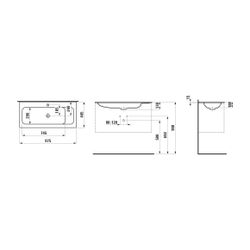 Laufen Möbelwaschtisch Slim, MEDA, 445x975x130mm, Mattweiß, aus Marbond, Ablage ... LAUFEN-H8141187571111 7612738097400 (Abb. 1)
