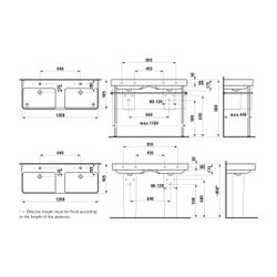 Laufen Doppelwaschtisch Laufen Pro S 465x1200x175mm, Weiß LCC, ohne Hahnloch, mi... LAUFEN-H8149664001091 7612738353087 (Abb. 1)
