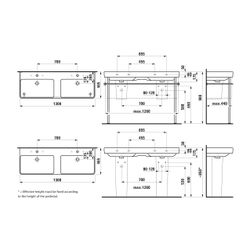 Laufen Doppelwaschtisch Laufen Pro S 460x1300x175mm, Weiß, 3 Hahnlöcher je Becke... LAUFEN-H8149680001081 7612738281175 (Abb. 1)