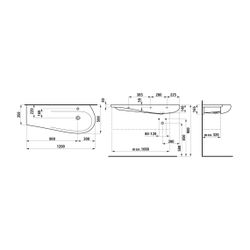 Laufen Möbelwaschtisch, Ilbagnoalessi, 500x1200x165mm, Mattschwarz, Abl. links, ... LAUFEN-H8149747161041 7612738079000 (Abb. 1)