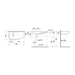Laufen Möbelwaschtisch, Ilbagnoalessi, 500x900x165mm, Weiß LCC, Abl. rechts, 1 H... LAUFEN-H8149754001041 7612738320423 (Abb. 1)