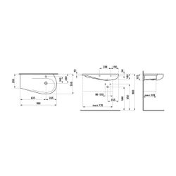 Laufen Möbelwaschtisch, Ilbagnoalessi, 500x900x165mm, Weiß LCC, Abl. links, ohne... LAUFEN-H8149764001091 7612738320485 (Abb. 1)