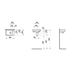 Laufen Handwaschbecken Laufen Pro S 250x360x145mm, Weiß LCC, asymmetrisch, ohne ... LAUFEN-H815960A001091 7612738087876 (Abb. 1)