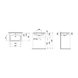Laufen Aufsatzwaschtisch LUA 460x650x180mm, Weiß LCC, ohne Hahnloch, mit Überlau... LAUFEN-H8160844001091 7612738984496 (Abb. 1)