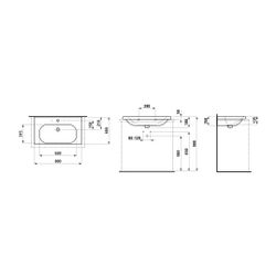 Laufen Aufsatzwaschtisch LUA 460x800x180mm, Weiß LCC, 1 Hahnloch, mit Überlauf... LAUFEN-H8160874001041 7612738982072 (Abb. 1)