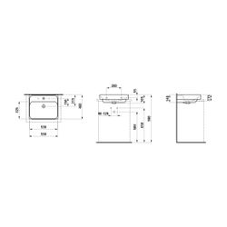 Laufen Aufsatzwaschtisch MEDA 460x550x165mm, Mattweiß, 1 Hahnloch, mit Überlauf... LAUFEN-H8161127571041 7612738062873 (Abb. 1)