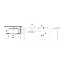 Laufen Aufsatzwaschtisch MEDA 460x1000x160mm, Weiß, Ablage links/rechts, 1 Hahnl... LAUFEN-H8161190001111 7612738066703 (Abb. 1)
