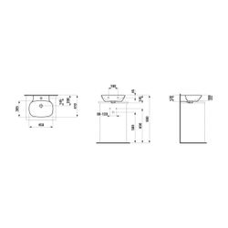 Laufen Aufsatzhandwaschbecken INO 450x410x145mm, Weiß, 1 Hahnloch, mit Überlauf... LAUFEN-H8163000001041 7612738343200 (Abb. 1)