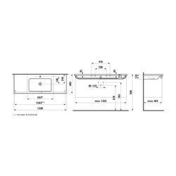Laufen Waschtisch Living Square 480x1300x120mm, Weiß, 1 Hahnloch, mit Überlauf A... LAUFEN-H8164350001041 4014804772656 (Abb. 1)