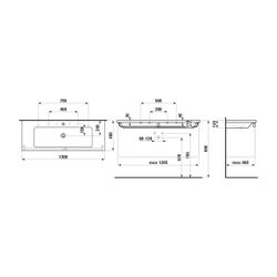 Laufen Waschtisch Living Square 480x1300x120mm, Weiß, 1 Hahnloch, links/rechts, ... LAUFEN-H8164360001071 4014804874015 (Abb. 1)