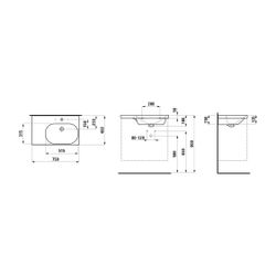 Laufen Waschtisch LUA 460x750x180mm, Weiß, asymmetrisch Becken rechts, ohne Hahn... LAUFEN-H8170850001091 7612738019631 (Abb. 1)
