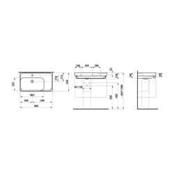 Laufen Waschtisch MEDA 460x800x160mm, Mattweiß, Ablage rechts, 3 Hahnlöcher, ohn... LAUFEN-H8171167571581 7612738064389 (Abb. 1)