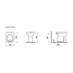 Laufen Stand-Flachspül-WC Laufen Pro 470x360x450mm, Weiß, Ausführung erhöht Abga... LAUFEN-H8259570000001 4014804479418 (Abb. 1)