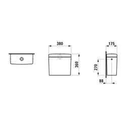 Laufen Spülkasten Laufen Pro 175x380x360mm, Weiß, Wasseranschluss seitlich... LAUFEN-H8269520009721 7612738988975 (Abb. 1)