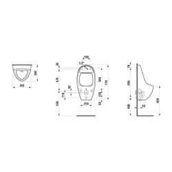 Laufen Absaugeurinal TAMARO S 360x395x770mm, Weiß, für E-Netz-Anschluss mit Steu... LAUFEN-H8401030000001 7612738289041 (Abb. 1)
