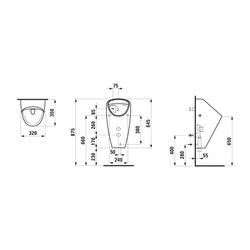 Laufen Absaugeurinal CAPRINO PLUS 350x320x645mm, Weiß LCC, spülrandlos, Wasserzu... LAUFEN-H8410654004011 7612738978761 (Abb. 1)