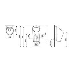 Laufen Absaugeurinal LEMA 420x350x730mm, Weiß LCC, spülrandlos, Wasserzulauf, Bl... LAUFEN-H8411924004011 7612738956509 (Abb. 1)