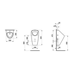 Laufen Absaugurinal CAPRINO PLUS 350x320x645mm, Weiß LCC, Zulauf außen, ohne Fli... LAUFEN-H8420624000001 4014804920019 (Abb. 1)