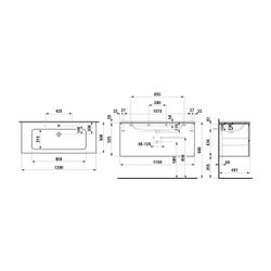Laufen Waschtisch mit Unterbau Pro S Set 500x1200x545mm, Eiche/Weiß, 1 Hahnloch,... LAUFEN-H8619674791071 7612738917524 (Abb. 1)