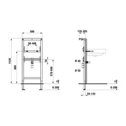 Laufen Installationselement Ineolink für Waschtisch, 1120mm, Füße selbsthemmend... LAUFEN-H9101030000001 7612738097585 (Abb. 1)