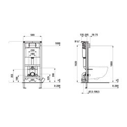 Laufen Installationselement Ineolink mit SPK für Trenn-WC, 1120mm, einstellb., S... LAUFEN-H9201070000001 7612738056742 (Abb. 1)