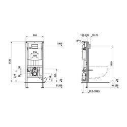 Laufen Installationselement Ineolink m. SPK f. Wand/Dusch-WC, 1120mm, Betätigung... LAUFEN-H9201150000001 7612738097462 (Abb. 1)