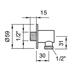Laufen Anschlussbogen für Handbrause, Ausladung 30mm, runde Rosette... LAUFEN-HF105156100000 7612738988197 (Abb. 1)
