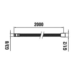 Laufen Metall-Brauseschlauch, Länge 2000mm, verstärkt, 1/2" x 3/8" Doppelgewunde... LAUFEN-HF105665100000 7612738000028 (Abb. 1)