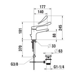 Laufen Einhebel-Waschtischmischer, mit Ablaufventil, Citypro Liberty Ausladung 1... LAUFEN-HF500903100094 7612738000370 (Abb. 1)