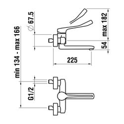 Laufen Einhebel-Wand-Waschtischmischer Citypro Liberty, Ausladung 225mm, Chrom, ... LAUFEN-HF500923100694 7612738992750 (Abb. 1)
