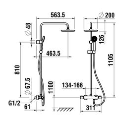 Laufen Thermostatisches Duschsystem Citypro, Kopfbrause Durchm. 200mm, Schlauch ... LAUFEN-HF500957100600 7612738993825 (Abb. 1)