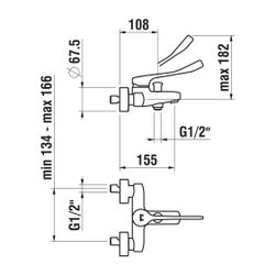 Laufen Einhebel-Wannenmischer Citypro Liberty Kunststoffschlauch 1600mm, Chrom, ... LAUFEN-HF500962100694 7612738993900 (Abb. 1)