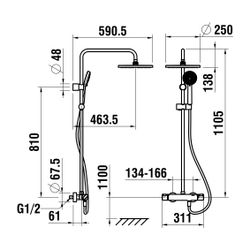 Laufen Thermostatisches Duschsystem Citypro, Kopfbrause Durchm. 250mm, Schlauch ... LAUFEN-HF501957100600 7612738016210 (Abb. 1)