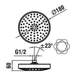 Laufen Kopfbrause, Rund Kombinierbar mit Brausewandarm Durchmesser 180mm, Chrom,... LAUFEN-HF503078100000 7612738994440 (Abb. 1)