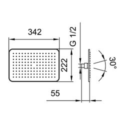 Laufen Kopfbrause 222x342mm, Edelstahl, verchromt Rechteckig Ohne Brausenarm, mi... LAUFEN-HF504727100000 7612738995089 (Abb. 1)