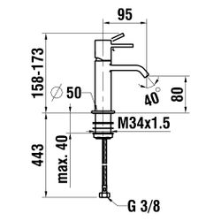 Laufen Waschtisch-Mischer Meda, Festauslauf, Ausladung 95mm, ohne Ablaufventil, ... LAUFEN-HF506602100000 7612738061586 (Abb. 1)
