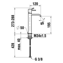 Laufen Waschtisch-Mischer Meda, Festauslauf, Ausladung 120mm, ohne Ablaufventil,... LAUFEN-HF506614100000 7612738061661 (Abb. 1)