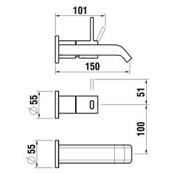 Laufen 2-Loch Einhebel-Waschtischmischer Meda, Unterputz, Ausladung 150mm, Chrom... LAUFEN-HF506622100000 7612738061739 (Abb. 1)