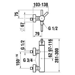 Laufen Einhebel-Brausemischer Meda, Aufputz, inkl. Schlauch 1500mm und Handbraus... LAUFEN-HF506650100600 7612738061807 (Abb. 1)